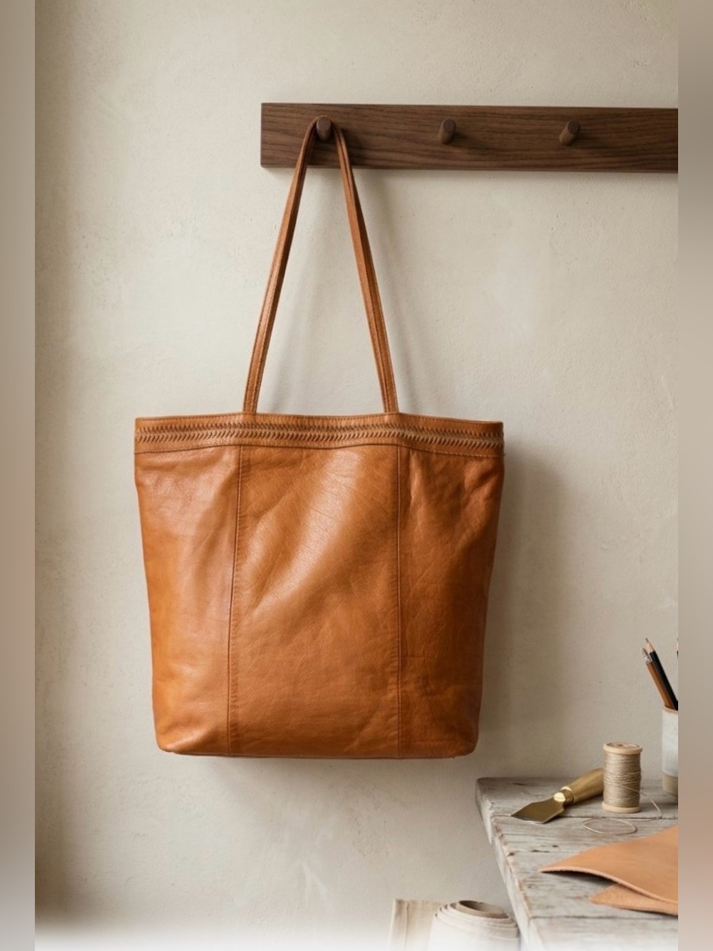 Day & Mood Large Leather Tote
Bag - Stylish & Versatile